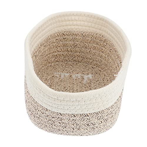 Healifty Cesta de Almacenamiento Tejida Imitación Ratán Cesta Pequeña Blanca Organizador Multifuncional para Cosméticos y Snacks Resistente y Decorativa para Hogar y Oficina