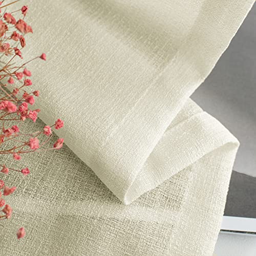Melodieux Cream Yellow Semi Sheer Curtains 96 Inches Long For Living Room, Linen Look Bedroom Rod Pocket Voile Drapes, 52 By 96 Inch (2 Panels) #TOP4