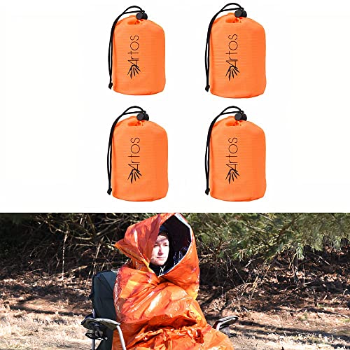 Artostravel Pack of 4 Emergency Bivy Sack Survival Sleeping Bag| Thermal Blanket | Waterproof Breathable| for Camping, Hiking and Any Outdoor Activiti