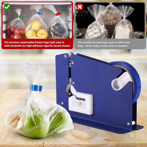 Kailund Steel Tape Bag Sealer with Bag Trimmer - Includes 6 Rolls of Tapes - Poly Bag Sealer Tape Machine, Bag Sealing Tape Dispenser for Fruit, Greens and Ground Meat Packaging by kailund - Used condition - Image 4