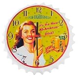 Horloge murale décor vintage AVENUELAFAYETTE Horloge Pendule Murale Cuisine Capsule - Vintage rétro - 30 cm (Jaune)