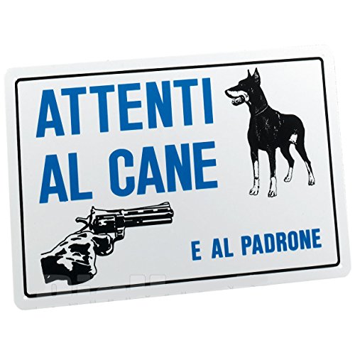 Marca: SIP CARTELLO SEGNALETICO TARGA TABELLA PVC ATTENTI AL CANE E AL PADRONE 20x30