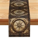 Camino de mesa elegante con diseño de mapa de brújula, decoración moderna de granja, para mesa de café, decoración de mesa de café