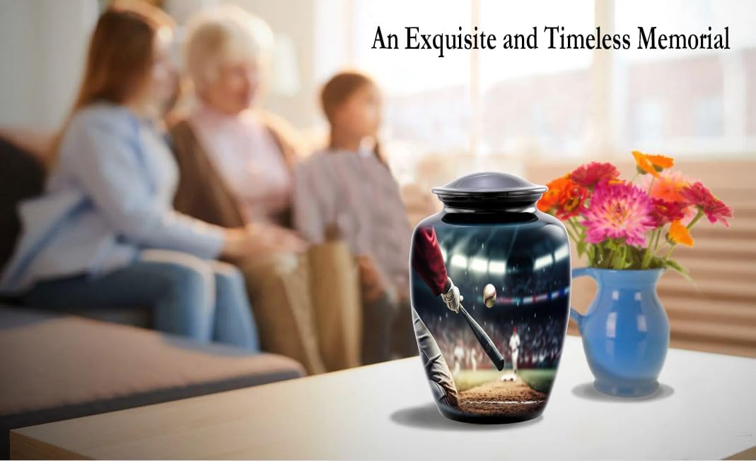 Baseball Cremation Urn for Adult Ashes – Full Size Sports Memorial Urn – Baseball Lovers Funeral Tribute Urn Up to 210 lbs with Velvet Bag (Large) - Image 5