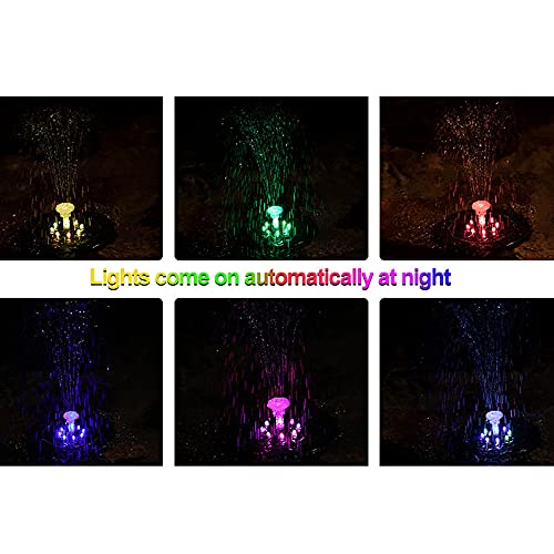 Solar Power Fountain Outdoor 3,0 W Zonnepaneel, Power Garden Steingtuin, Pool Floatings Vulling LED Licht Landschap Fontein Brushless Submersible Pomp Lights Kleuren Variabel met zes sproeiers - Image 6