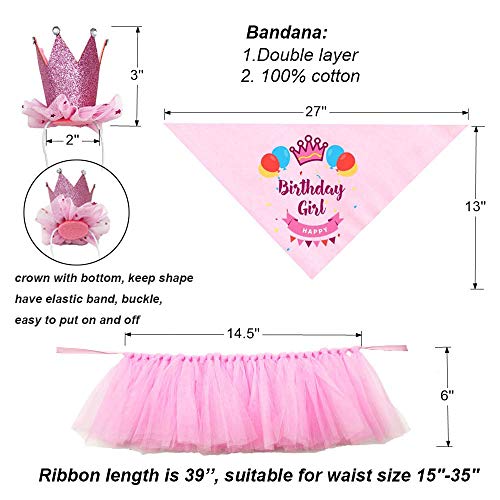 Adoggygo dog birthday bandana girl - birthday party supplies - pink tutu skirt crown hat scarf happy birthday banner dog girl birthday outfit for pet puppy cat girl (pink) 5 Adoggygo dog birthday bandana girl - birthday party supplies - pink tutu skirt crown hat scarf happy birthday banner dog girl birthday outfit for pet puppy cat girl (pink) - image 6