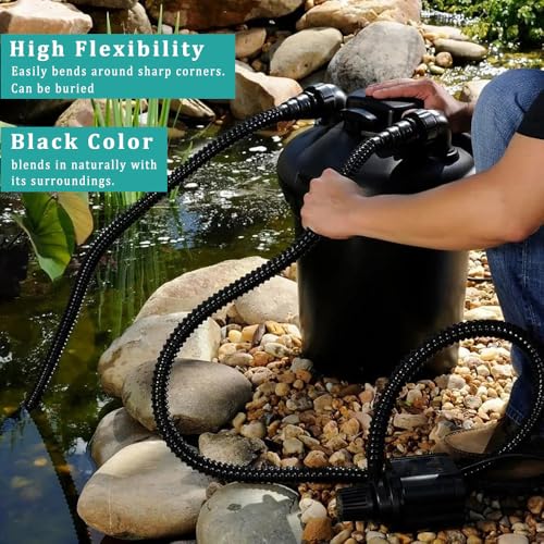 Image of Pond Tubing ID 1 inch x 50ft Black Corrugated Flexible Pump Hose