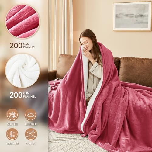 Image of Homemate Electric Heated Blanket Twin - 62 inchx84 inch Heating Bed Blankets Throw with 10 Heating Levels 8 Hours Auto Off Fast Heating Over-Heated Protection Ultra Soft Warm Flannel ETL Certified