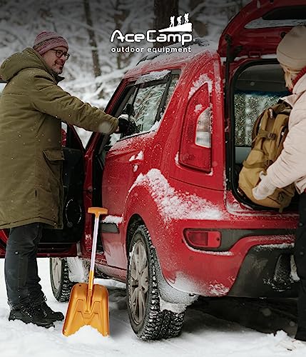 AceCamp Leichte zusammenklappbare Schneeschaufel, tragbar, verstellbar, Aluminium, Notfallschaufel, faltbar, Teleskop-Winterschaufel für Auto, Camping, Zuhause