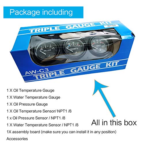 Iztor GM-HX-B735 52Mm 3 In 1 Water Temp Gauge Oil Temp Gauge Oil Press Gauge Kit Replacement Auto Gauge Meter thumb #4