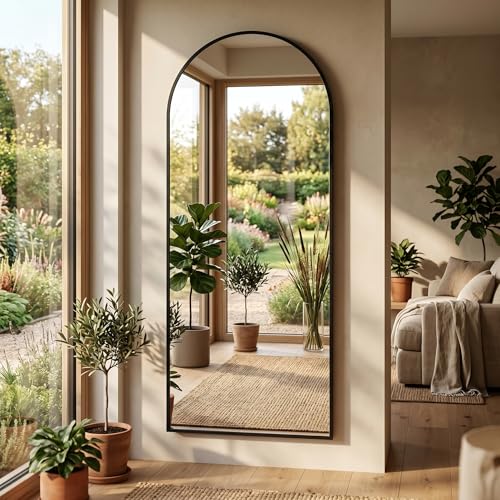 Image of 58 inchx19 inch Floor Mirror Full Length, Arched Full Length Mirror with Stand, Full Body Mirrors for Bedroom Living Room or Cloakroom Black