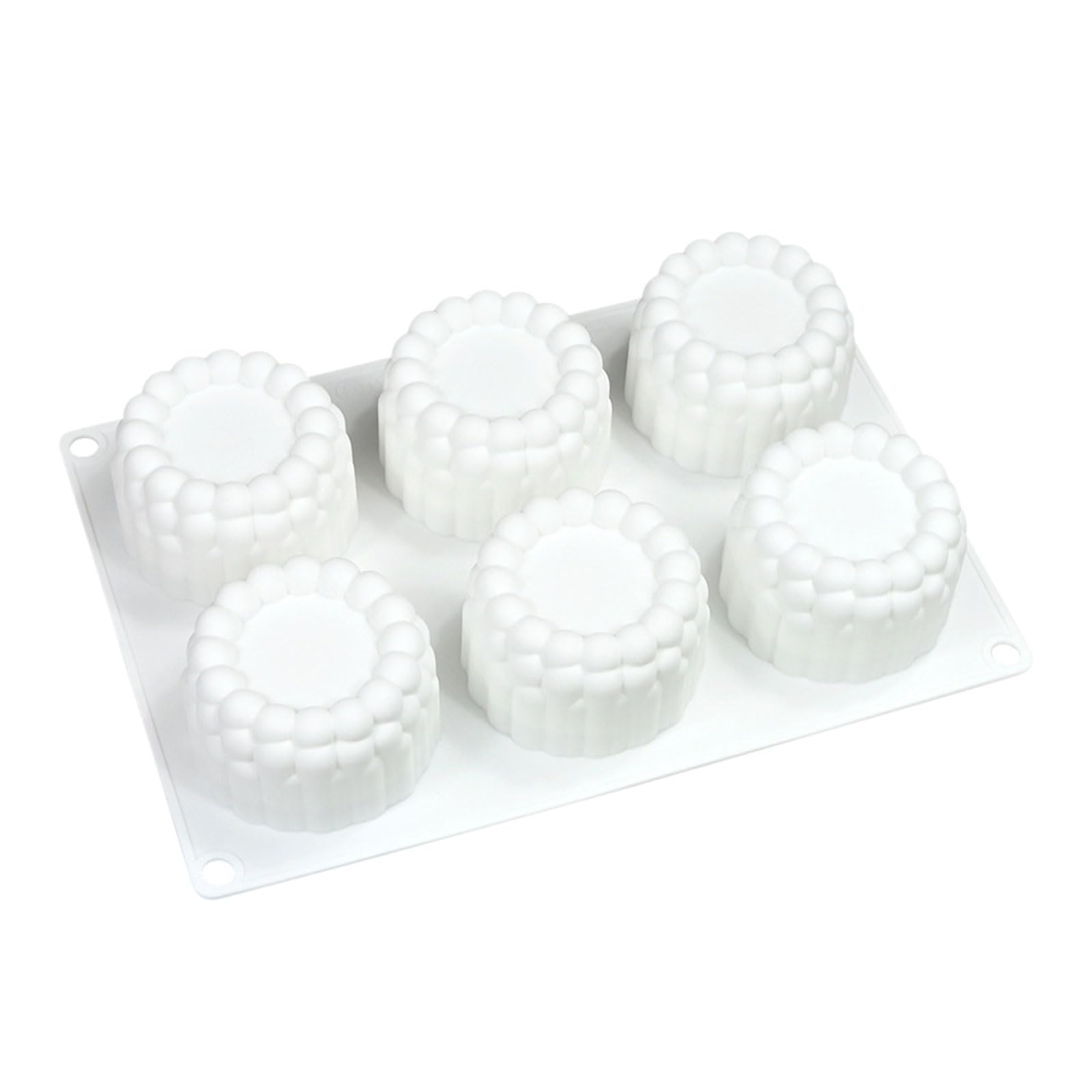 Xitea White 6 Cups Silicone Mousse Cake Moulds Reusable Pearl Cup Candle Making Mould Multifunctional Baking Accessories Silicone Moulds For Pastries