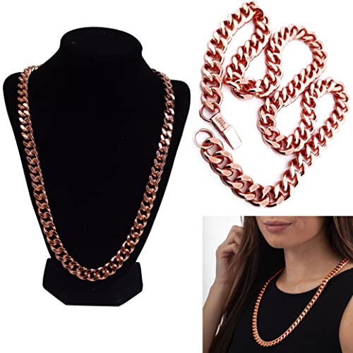 1 Pure Copper Cuban Link Necklace Heavy Solid Statement Jewelry Chain 24" Unisex #TOP5
