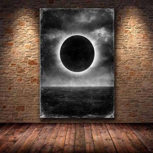 Affiche noir et blanc Le grunge éclipse tableau toile decoration murale - 4