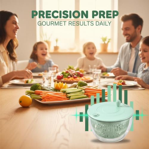 Salad Spinner and Multi Vegetable Choppers Set, 2 in 1 Vegetable Washer with 5 Interchangeable Blades, Grater for Slicing Shredding and Juicing, Kitchen Fruit Dryer for Salad Preparation - Image 6