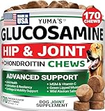YUMA'S Glucosamine for Dogs - Hip and Joint Supplement for Dogs - 170 Ct - Glucosamine Chondroitin Chews - Joint Pain Relief Supplement with MSM - Advanced Health - Mobility Support - Made in USA