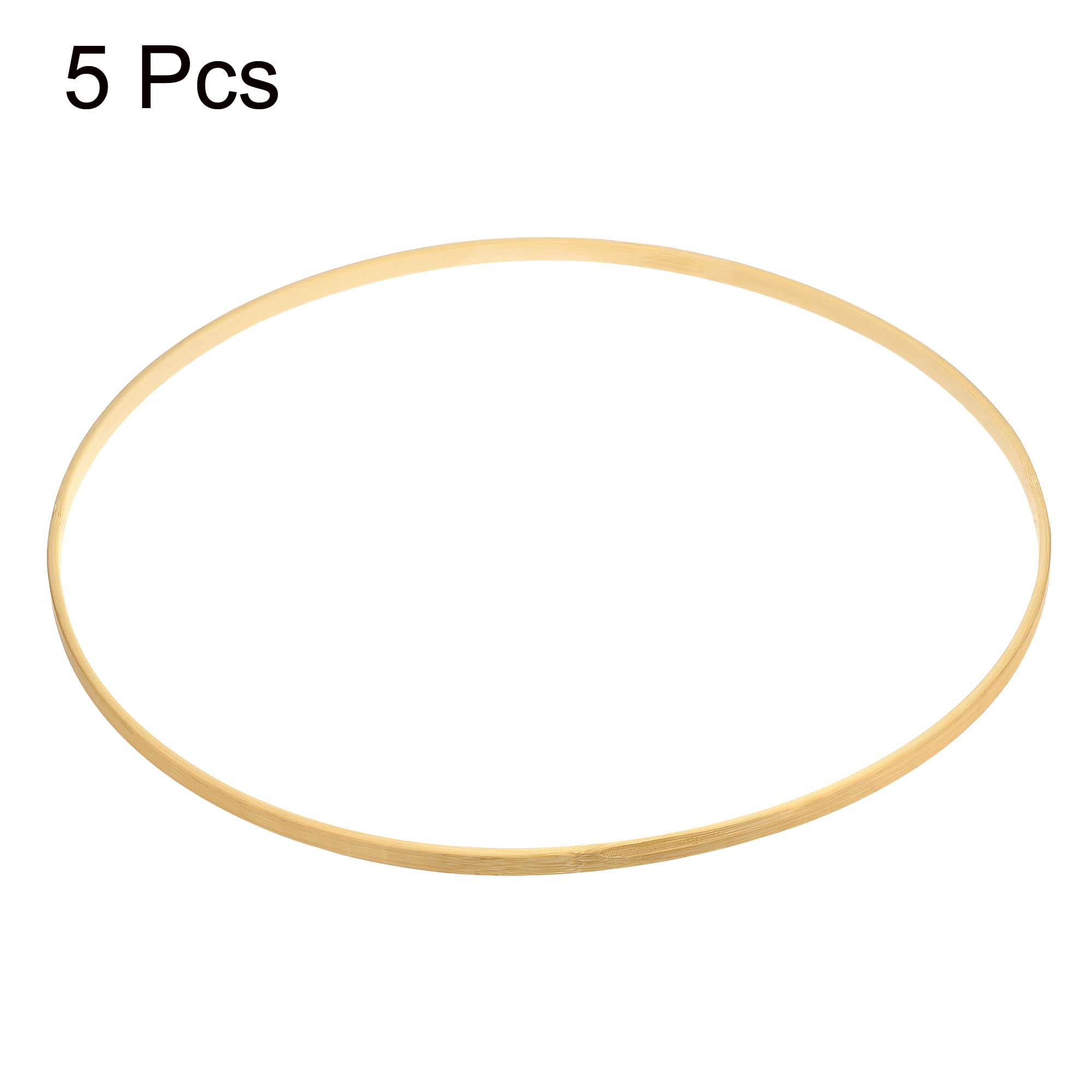 sourcing map 14.2 Pulgadas Madera Bambú Floral Aro, 5 Paquete Artesanales Anillos para Bricolaje Boda Decoración, Atrapa Sueños y Colgantes Artesanías