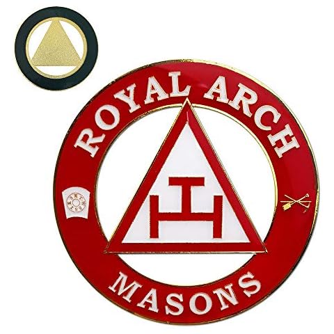 Masonic Royal Arch Car Emblem Round Red Auto Decal Cover