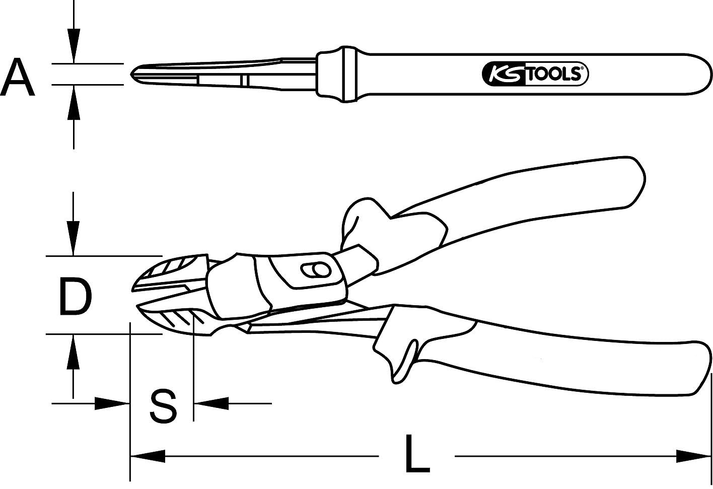 KS Tools 119.2025 Alicates de fuerza, corte diagonal ULTIMATEplus, 210 mm