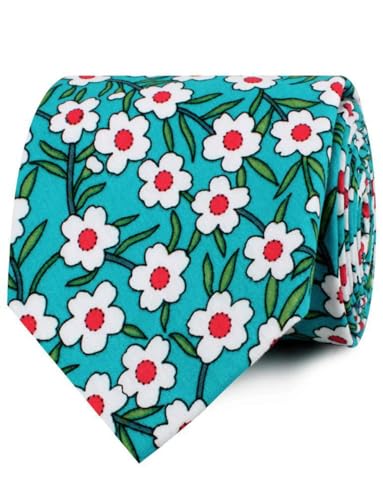 Image of OTAA Floral Necktie Casual Ties for Men - Perfect Neck Tie for Groomsmen Wedding Ties or Formal Occasions