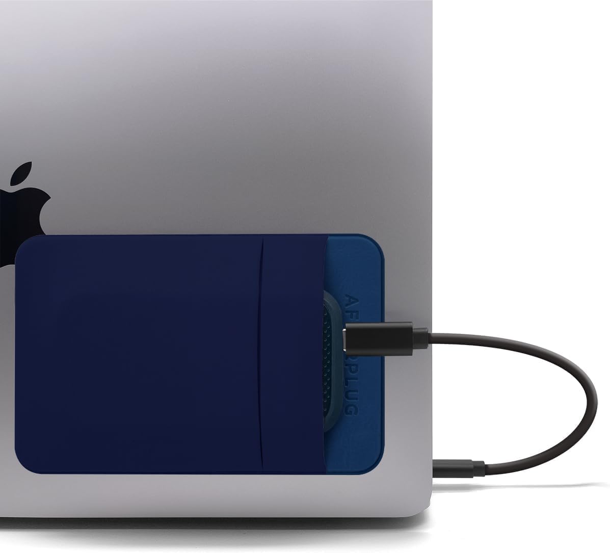 2-Pocket Adhesive Pouch for Laptop, Compatible with External Portable SSD, Magic Mouse, USB Cable and More - Blue
