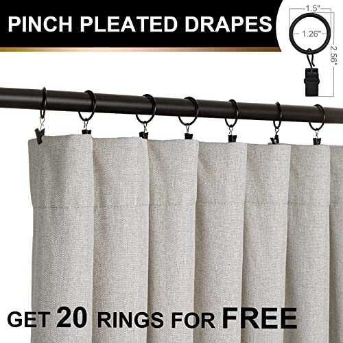 100% Blackout Shield Linen Blackout Curtains 84 Inch Long 2 Panels Set, Clip Rings/Rod Pocket Blackout Curtains No Light, Black Out Curtains & Drapes For Bedroom, 50 Inches Wide Each Panel, Beige #TOP4