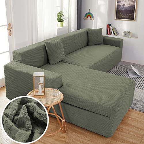 Housse de canapé sectionnel jacquard avec base élastique anti-glisse - 2