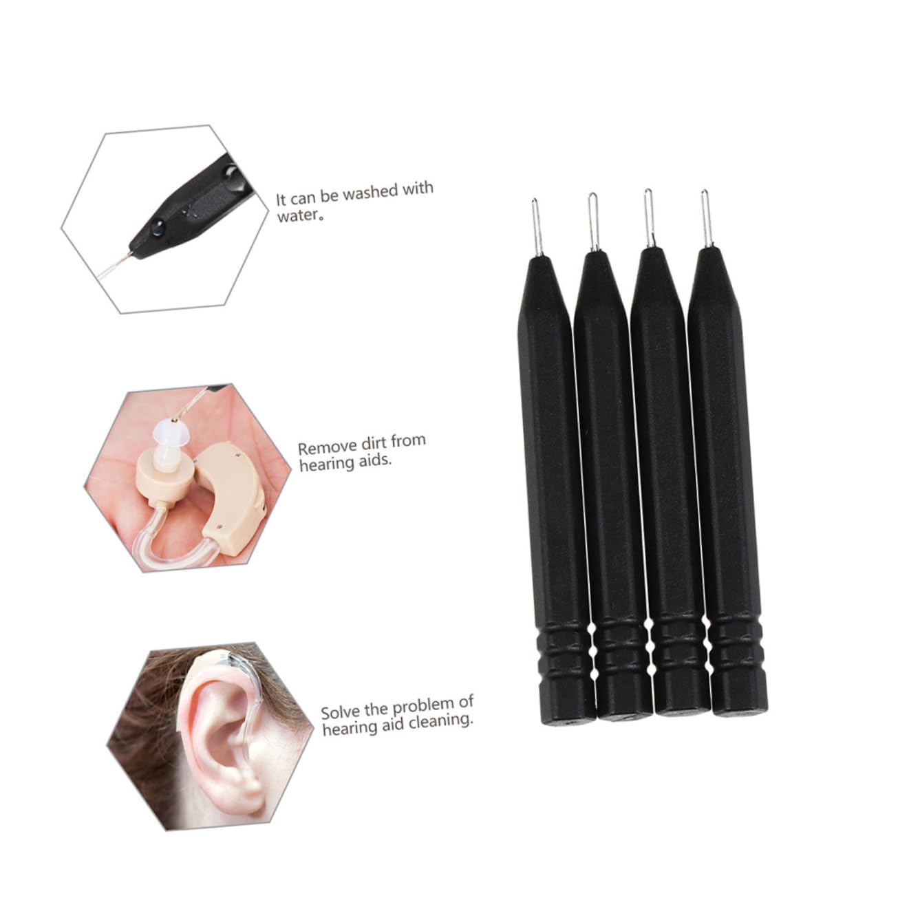 SEWOART 2sets Abs Steel Material Cleaning Rod for Earmould Cleaning Earwax Removal Tools 5pcs*2