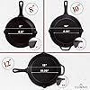 Cuisinel Cast Iron Skillet Set - 8" + 10" + 12"-Inch Pre-Seasoned Frying Pans + Silicone Handle Grip Covers - Indoor/Outdoor, Oven, Grill, Stove, BBQ, Fire, Induction Safe Kitchen and Camping Cookware #1