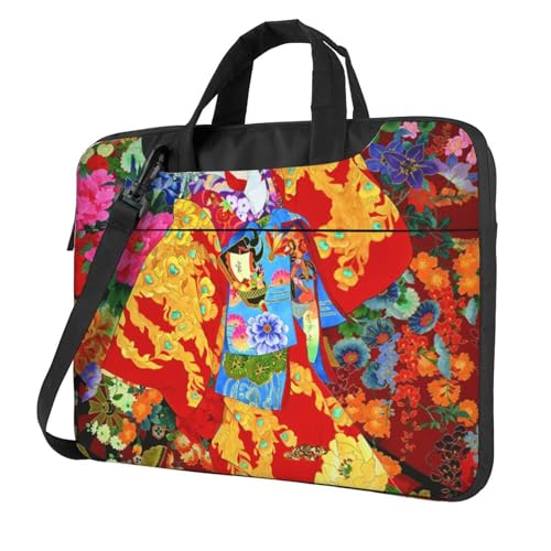 Sac pour ordinateur portable rétro imprimé geisha japonais antichoc