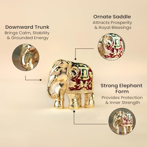 Image of Astrotalk Shri Swarna Gajraj Elephant Combo | Gold-Plated Vastu Elephant Statue for Good Luck, Stability & Prosperity | Home Decor for Living Room & Office | Vastu Items for Housewarming Gift