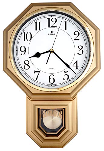 JUSTIME スクールハウス 振り子時計 掛け時計 振り子付き チャイミング ウェストミンスター メロディー付き 壁掛け時計 柱時計 かけ時計 壁時計