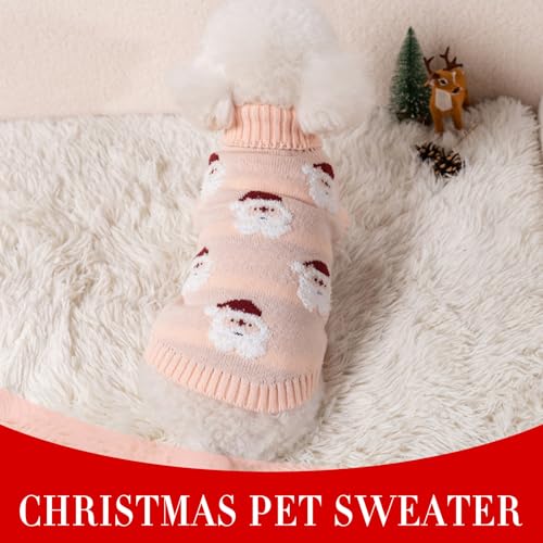 Hundepullover Kleine Hunde Hundepulli Mittelgroße Winter Hundebekleidung & Zubehör Hundezubehör für Kleine Wolle Gestrickt Sweater für Hunde 5-8kg Hundejacke Haustier Pullover Tricolour (Rosa2)