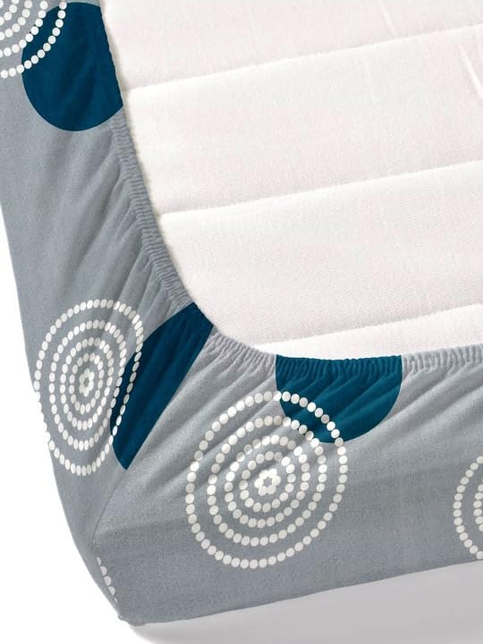 Image of 380 TC Premium Glace Cotton Elastic Fitted Bedsheet King Size with 2 Pillow Covers King Size | Double Bed with All Around Elastic (Grey Gola, Fitted - Double72x72)