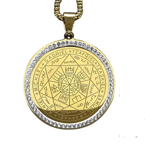 Collier ange pour femme sceau de Salomon gravé en acier