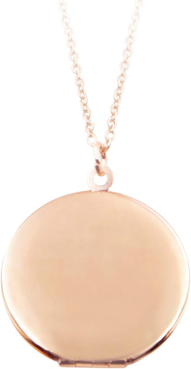 Round Locket Necklace That Holds Pictures Circle Living Memory Lockets Women Mom Jewelry Gold Tone