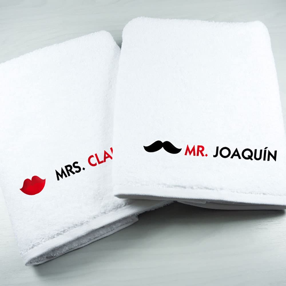 CALLE DEL REGALO Pack de Toallas para Parejas de 100% algodón Personalizadas con Nombres