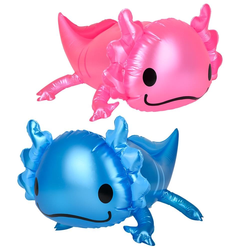 Axolotl Inflate | Set of 2 | 24 inch | Laying Down Style Inflatable Pool Toys Birthday Party Decorations