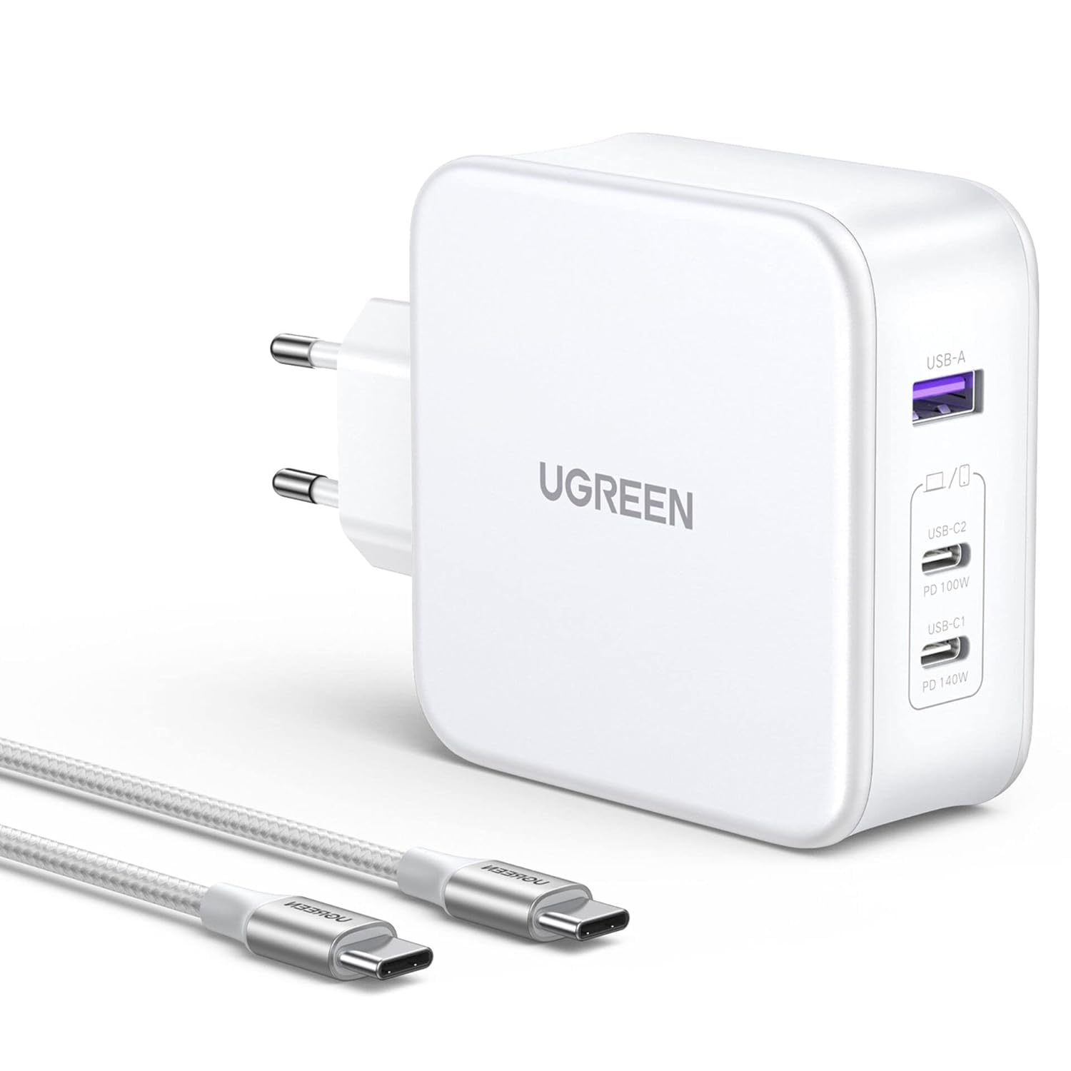 UGREEN Nexode USB-A+2*USB-C 140W GaN Tech. & USB-C kablosu 2…