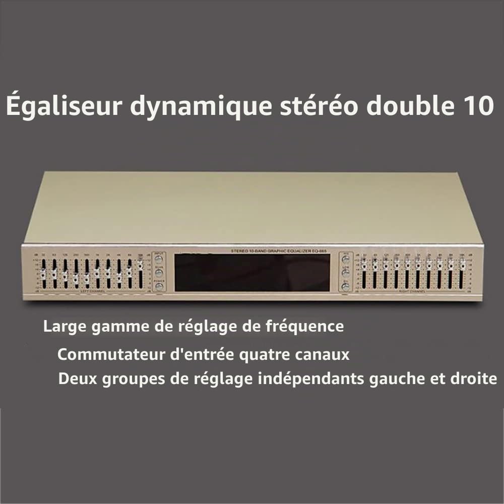 EQ665 Égaliseur HiFi Home 10 Bandes Stéréo avec Bluetooth Intégré - Treble Alto Bass Régulation, Noir