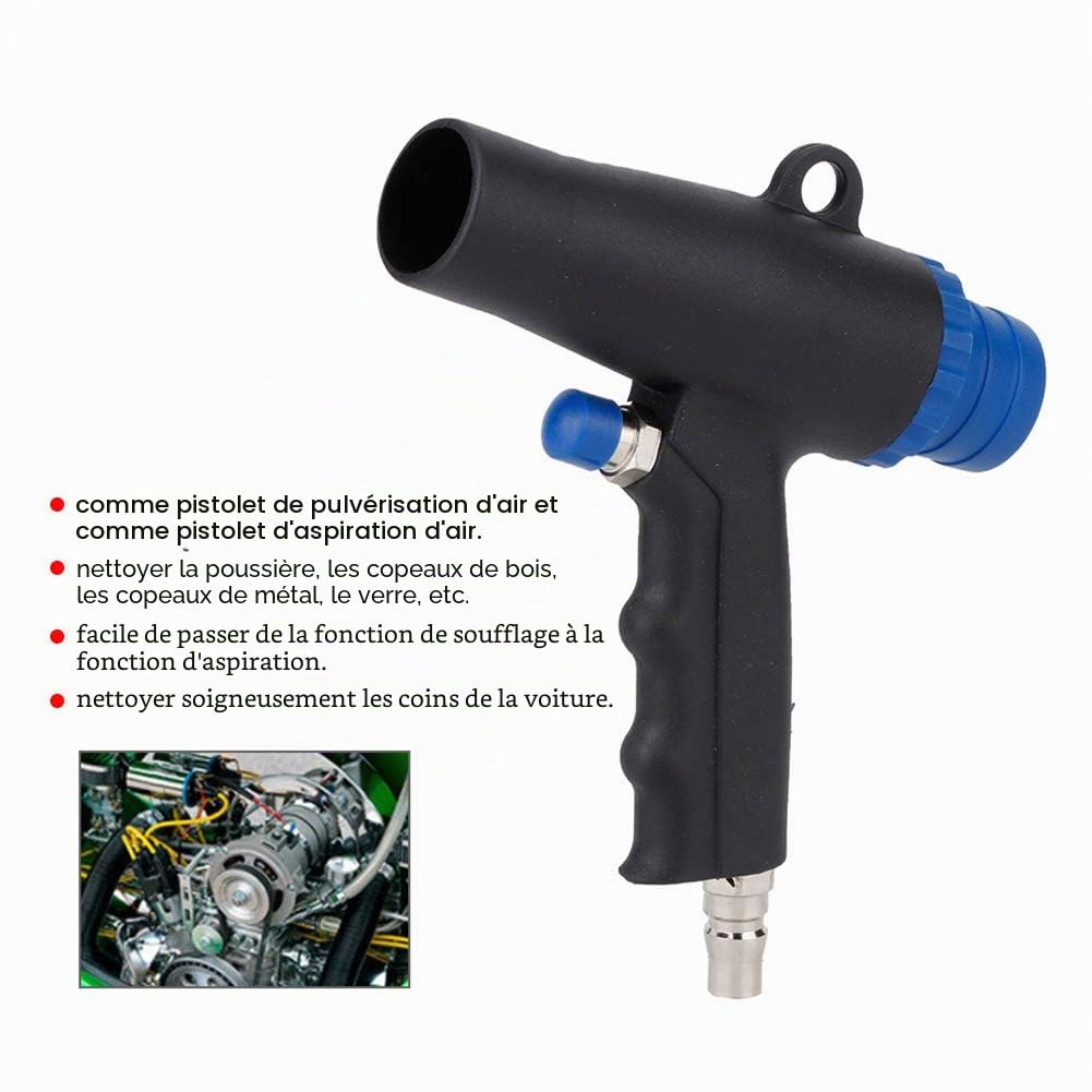 Kit D'aspirateur Pneumatique pour Pistolet de Soufflage Sous Vide D'air, Kit D'aspiration Pneumatique 2 en 1 pour Pistolet de Soufflage Sous Vide D'air 6kPa, outil de réparat
