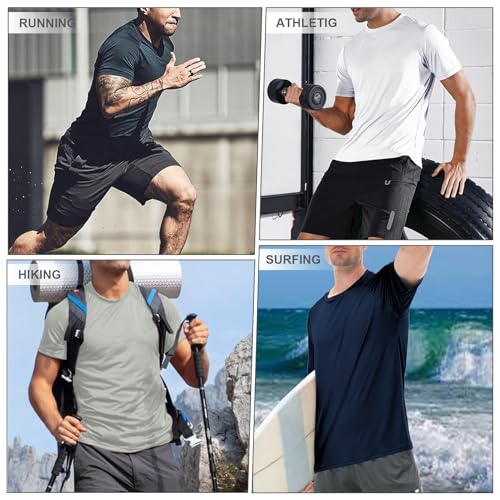 Mens Swimming Shirts Short Sleeve UPF 50 Quick Dry Sun Protection Rash Guard Shirts for Fishing Running 6