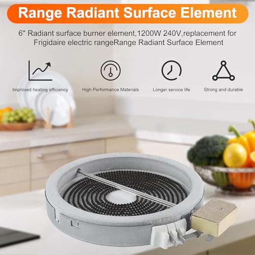 Upgraded 6" Radiant Surface Element fit for Electrolux Frigidaire 318178110 316010205 318198830 fit for LG MEE62385001 fit for Samsung DG47-00060A fit for Whirlpool WP8273994 W11171119 1 Pack LUXRILIX