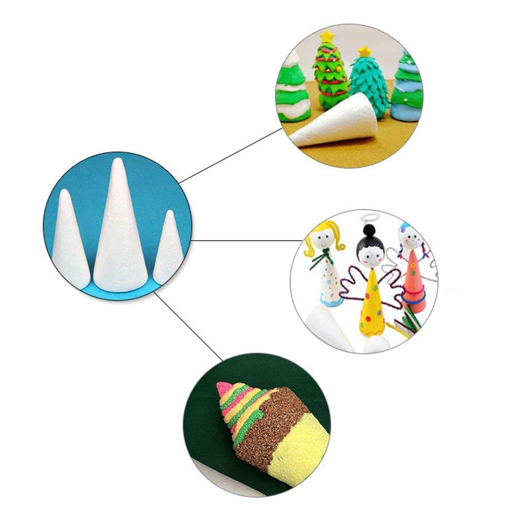 zalati Foam Pillar Cone Shaped 3pcs Material for Kids Modeling DIY Art Craft - 15cm+20cm+25cm - Image 2