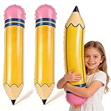 27 Inch Giant Inflatable Pencil Balloons 2 Pack Thick PVC Durable Pencil Shaped Balloons for Back to School Decorations, Classroom Decor, Teacher Supplies, First Day of School Party