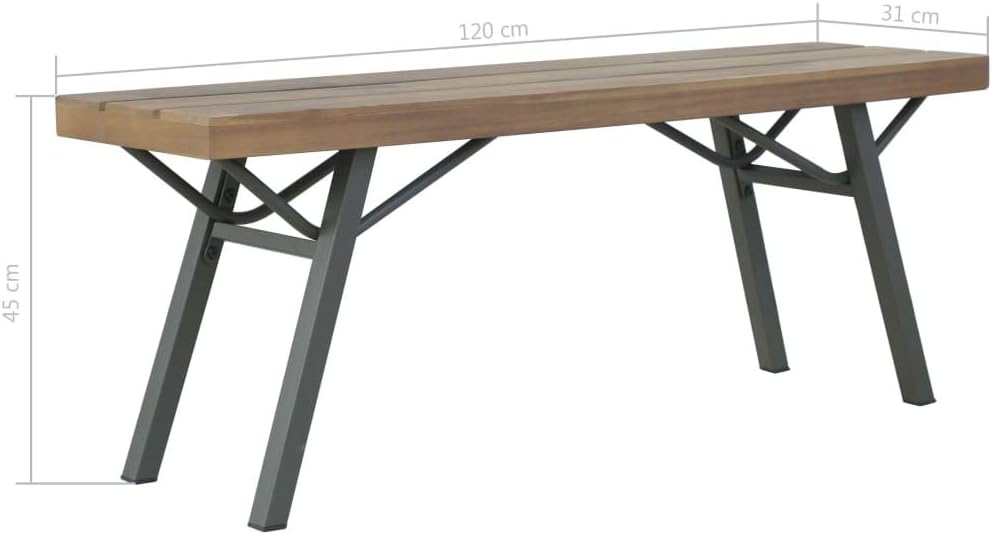 Patio Bench,Porch Bench,Picnic Bench,Garden Benches for Outdoors,Easy to Assemble,for Patio, Porch, Backyard, Balcony, Poolside and Garden, 47.2" Solid Acacia Wood