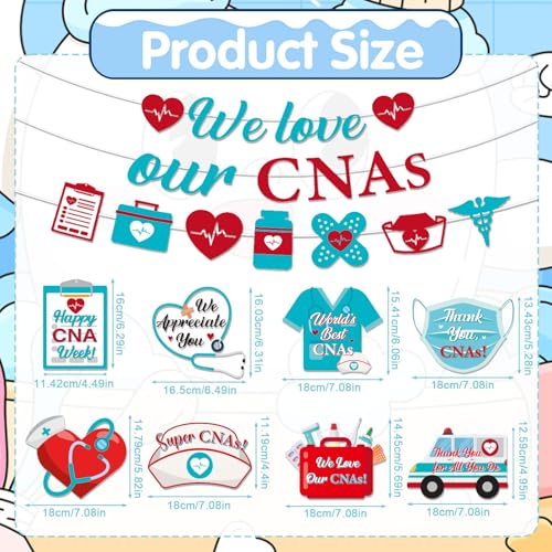 Image of Happy CNA Week Decorations - 11PCS Glitter Happy CNA Week Banner Hanging Swirls Party Decor 2026, National Nursing Assistant Week Party Supplies for Hospital