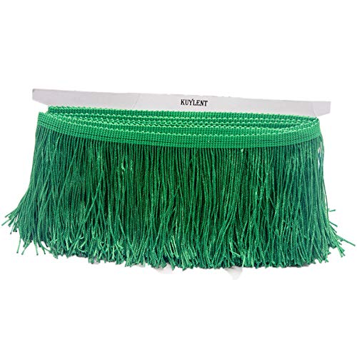 6.5 Yard 4 Inches Polyester Fringe Trim Lace Chainette Tassel Fringe Trimming For Latin Dress Stage Clothes Lamp Shade Decoration Diy (Green) #TOP1