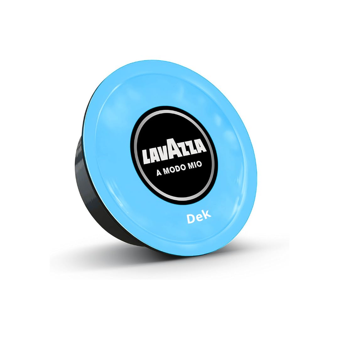 Lavazza A Modo Mio Dek cremoso, 128 cápsulas de café, para un espresso descafeinado con notas de almendras y confitadas, 100% arábica, intensidad 7/13, tostado medio, 8 paquetes x 16 cápsulas