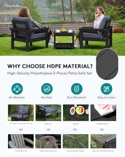 Image of SERWALL HDPE Patio Conversation Set with Side Table